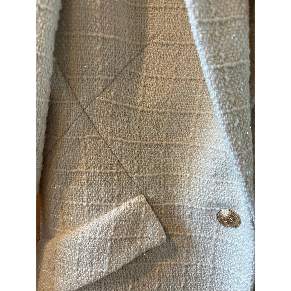 L'agence Chamberlain Blazer Single Button Safari Ecru Sparkle Cream 2 - Picture 11 of 16